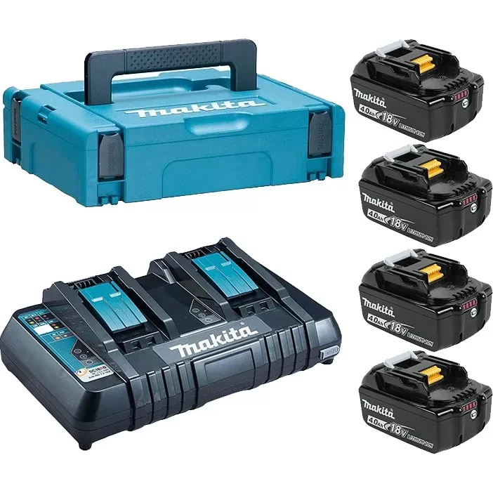 Набор 4 аккумулятора Makita BL 1840B 198489-5, 4 Ач и Зарядное устройство DC 18 RD в MakPac купить в Магнитогорске