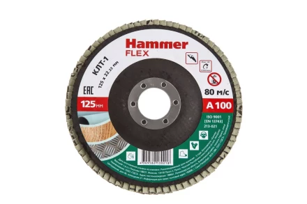 Круг Лепестковый Торцевой (КЛТ) HAMMER КЛТ 1 Ф125х22 Р100 213-021 купить в Магнитогорске