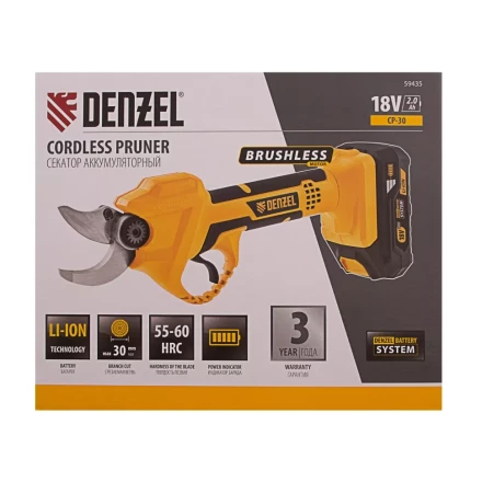 Секатор аккумуляторный Denzel CP-30 59435, 18В Li-Ion купить в Магнитогорске