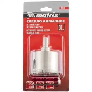 Сверло алмазное по керамограниту 55 х 67 мм 3-гранный хвостовик MATRIX 726553 купить в Магнитогорске