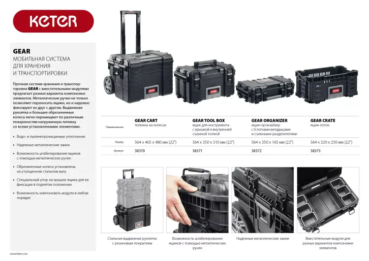 Ящик-лоток "GEAR CRATE", 22" KETER 38373 купить в Магнитогорске