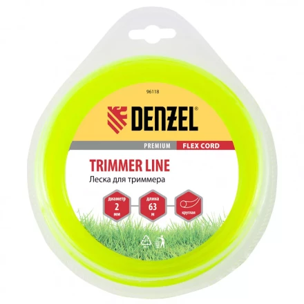Леска для триммера круглая 2 мм х 63 м блистер Flex cord Denzel 96118 купить в Магнитогорске