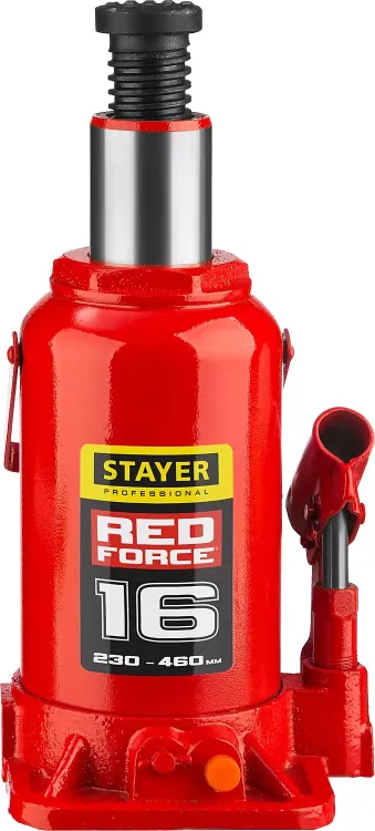 Домкрат гидравлический бутылочный "RED FORCE", 16т, 230-460 мм, STAYER 43160-16 43160-16_z01 купить в Магнитогорске