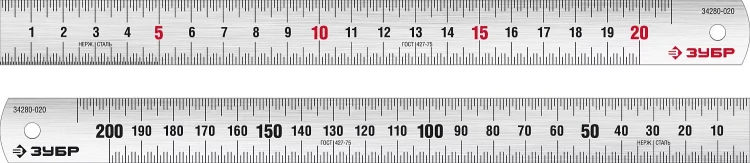 ЗУБР Про-20, длина 0.20 м, усиленная нержавеющая линейка, Профессионал (34280-020) купить в Магнитогорске