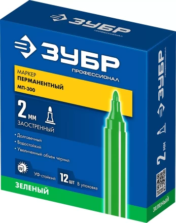 ЗУБР МП-300 зеленый, 2 мм перманентный маркер (06322-4) купить в Магнитогорске