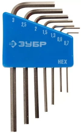 Набор ключей имбусовых ЗУБР &quot;ЭКСПЕРТ&quot; МИНИ для точных работ, Cr-V, HEX 0,7, 0,9, 1,3, 1,5, 2, 2,5, 3 мм, 7 шт 27471-H7 купить в Магнитогорске