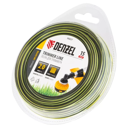 Леска для триммера двухкомпонентная квадратная, 2,0мм х 15м, блистер SkyCutter Denzel 96837 купить в Магнитогорске