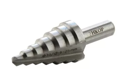 Сверло для металла ступенчатое Ф6-25 мм 7 ступеней ход 4,5 мм Энкор 21625 купить в Магнитогорске