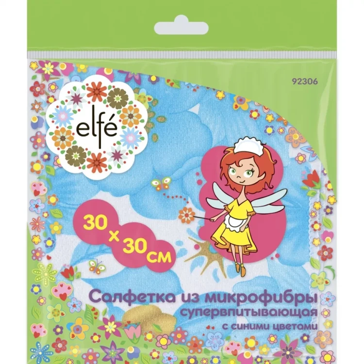 Салфетки из микрофибры с синими цветами 300х300 мм Elfe 92306 купить в Магнитогорске
