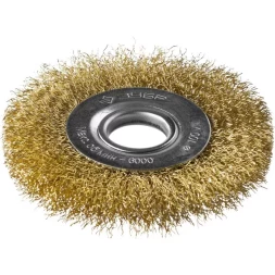 ЗУБР "ПРОФЕССИОНАЛ". Щетка дисковая для УШМ, витая стальная латунированная проволока 0,3мм, 100х22мм 35187-100_z01