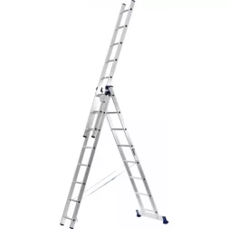 Лестница СИБИН универсальная, трехсекционная со стабилизатором, 9 ступеней 38833-09