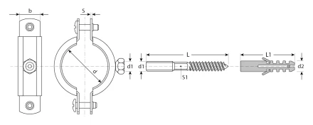 ЗУБР 3, цинк, 1 шт, трубный хомут с сантехнической шпилькой и дюбелем (37866-87-94) купить в Магнитогорске