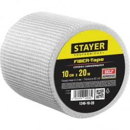 Серпянка самоклеящаяся FIBER-Tape, 10 см х 20м, STAYER Professional 1246-10-20 1246-10-20