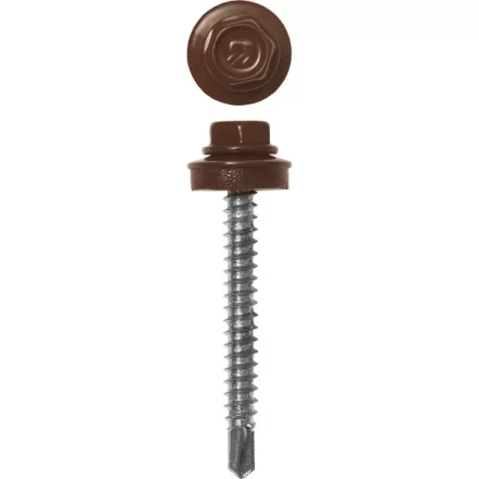 Саморезы ЗУБР &quot;ПРОФЕССИОНАЛ&quot; окраш., RAL 8017 шокол.-коричн., для крепл. кров. матер. к дерев. обреш., 4.8x35мм, 380шт 4-300315-48-035-8017 купить в Магнитогорске