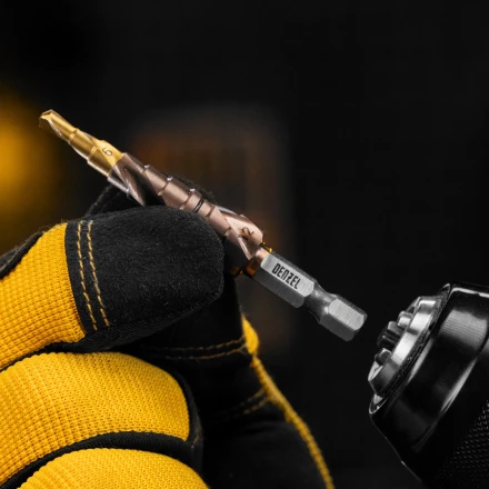 Сверло ступенчатое Denzel 723612,  4-5-6-7-8-9-10-11-12 мм, Р6М5К5, 6-гр. хвостовик купить в Магнитогорске