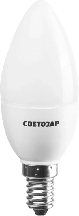 Лампа СВЕТОЗАР светодиодная "LED technology", цоколь Е14, теплый белый свет (2700К), 220В, 5Вт (45), свеча 44500-40_z01 купить в Магнитогорске
