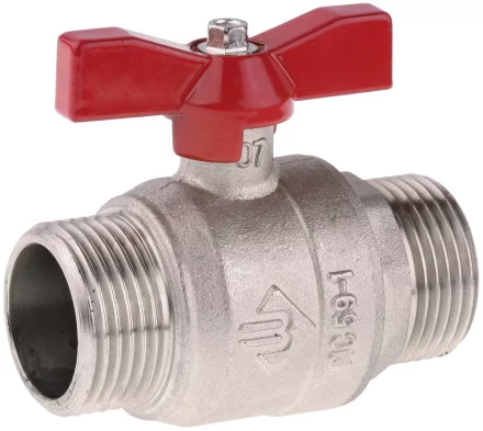 Кран ЗУБР шаровой 1/2&quot; полнопроходной &quot;папа-папа&quot;, бабочка, никелированная латунь 51355-N-1/2 купить в Магнитогорске