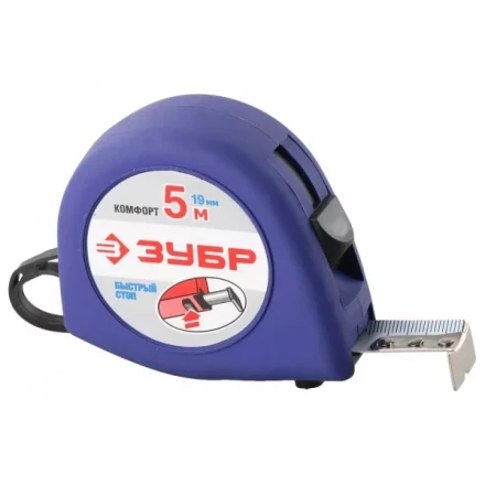 Рулетка ЗУБР &quot;СТАНДАРТ&quot;, корпус с резиновым напылением, 5м/19мм 34016-5 купить в Магнитогорске