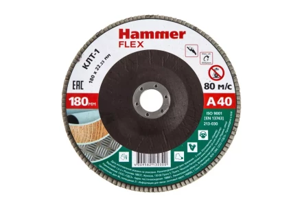 Круг Лепестковый Торцевой (КЛТ) HAMMER КЛТ 1 Ф180х22 Р40 213-030 купить в Магнитогорске