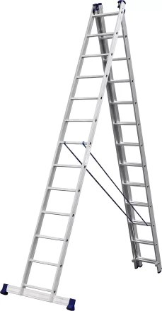 Лестница СИБИН универсальная,трехсекционная со стабилизатором, 13 ступеней 38833-13 купить в Магнитогорске