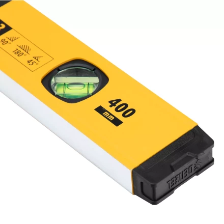 Уровень алюминиевый Denzel 33690, магнит., фрезерованный, 3 глазка (1 зеркал.), 0,5 мм/м, 400 мм купить в Магнитогорске