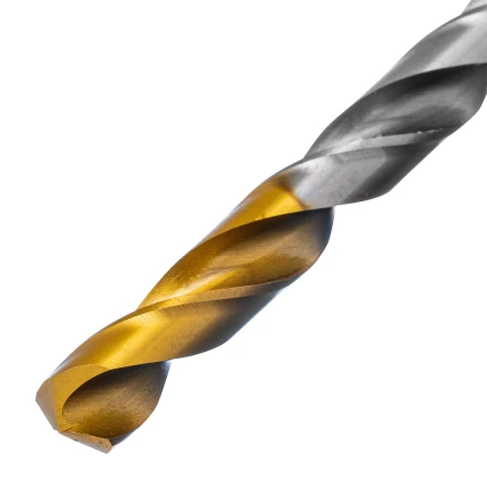 Сверло спиральное по металлу Denzel, 8,5 х 165 мм, Р6М5, Golden Tip, удлиненное, 718261 купить в Магнитогорске