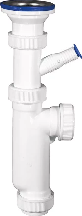 Сифон ЗУБР &quot;МАСТЕР&quot; колбовый для моек и раковин, выпуск - нержавеющая чашка, отвод для стиральной машины 51857 купить в Магнитогорске