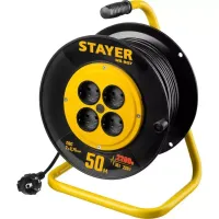 Удлинитель на катушке "MS 207", 50 м, 2200 Вт, 4 гнезда, ПВС 2x0,75 мм2, STAYER 55073-50
