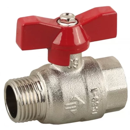 Кран ЗУБР шаровой 1/2" полнопроходной "мама-папа", бабочка, никелированная латунь 51354-N-1/2 купить в Магнитогорске