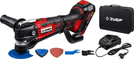 ЗУБР C1-18, 18 В, OQIS, АКБ (2 А·ч), реноватор, сумка, набор насадок (МФИ-18-21) купить в Магнитогорске