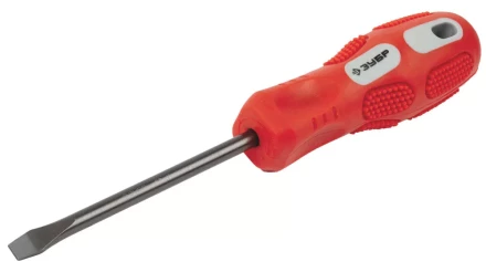 Отвертка ЗУБР &quot;ПРОФИ&quot; хромованадиевая сталь, двухкомпонентная рукоятка, магнит наконечник, SL6,0x100мм 25231-6.0-100_z01 купить в Магнитогорске