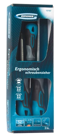 Набор отвёрток комбинированный 3 шт,S2 трехкомпонентная рукоятка GROSS 12167 купить в Магнитогорске
