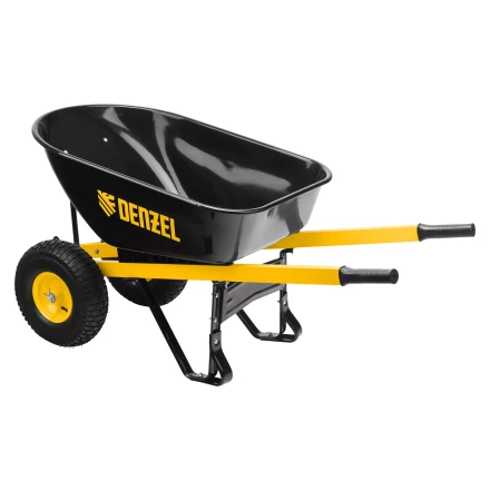 Тачка строительная усиленная объем 140 л 250 кг двухколесная колесо 15х6.00-6 Denzel 69000 купить в Магнитогорске