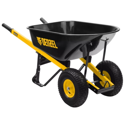 Тачка строительная усиленная объем 140 л 250 кг двухколесная колесо 15х6.00-6 Denzel 69000 купить в Магнитогорске