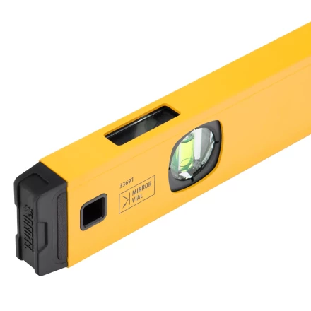 Уровень алюминиевый Denzel 33691, магнит, фрезерованный, 3 глазка (1 зеркал.), 0,5 мм/м, 600 мм купить в Магнитогорске