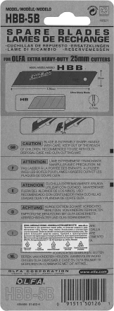Лезвие OLFA &quot;BLACK MAX&quot; сегментированное, 5шт, 25х126х0,7мм OL-HBB-5B купить в Магнитогорске