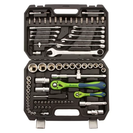 Набор инструментов 82 предмета, CrV, 1/2&quot;, 1/4&quot; Сибртех 13514 купить в Магнитогорске