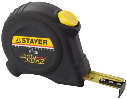 Рулетка STAYER "MASTER" "AUTOLOCK", корпус с резиновым напылением, автостоп, 5мх19мм 2-34126-05-19_z01 купить в Магнитогорске