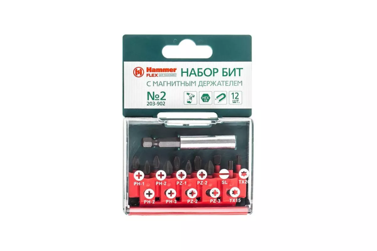 Набор бит HAMMER 25мм (PB набор No2 12шт.  Ph/Pz/Sl/Tх) купить в Магнитогорске