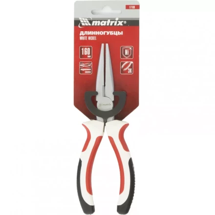 Длинногубцы White Nickel 160 мм прямые никелированные трехкомпонентные рукоятки MATRIX 17188 купить в Магнитогорске