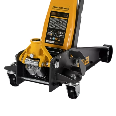 Домкрат гидравлический подкатной 3 т, с фиксатором, быстрый подъем, 135-480 мм, профессиональный Denzel 51138 купить в Магнитогорске