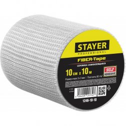 Серпянка самоклеящаяся FIBER-Tape, 10 см х 10м, STAYER Professional 1246-10-10 1246-10-10