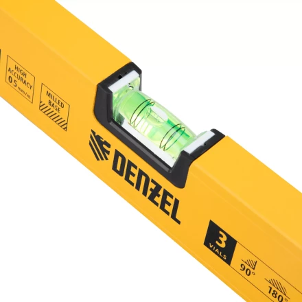Уровень алюминиевый Denzel 33692, магнит, фрезерованный, 3 глазка (1 зеркал.), 0,5 мм/м, 800 мм купить в Магнитогорске