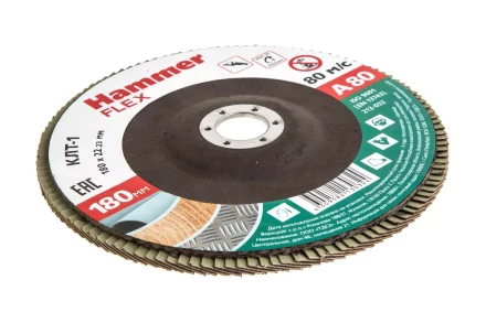 Круг Лепестковый Торцевой (КЛТ) HAMMER КЛТ 1 Ф180х22 Р80 213-032 купить в Магнитогорске