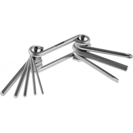 Набор ЗУБР Ключи &quot;МАСТЕР&quot; имбусовые складные, Cr-V сталь, сатинированное покрытие, HEX 2-6 мм, SL 5 мм, PH № 2, 8-в-1 27420-H8 купить в Магнитогорске