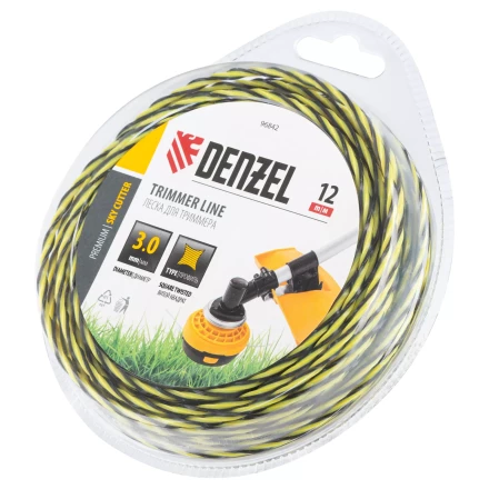 Леска для триммера двухкомпонентная витая квадратная, 3,0мм х 12м, блистер SkyCutter Denzel 96842 купить в Магнитогорске