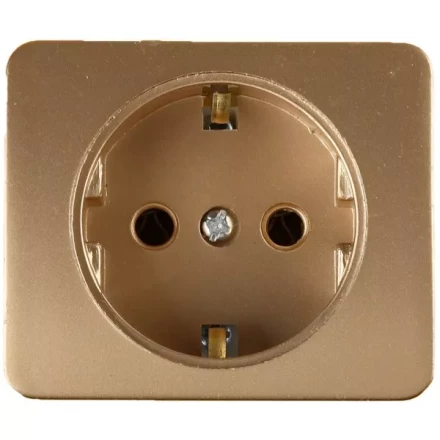 Розетка СВЕТОЗАР &quot;ГАММА&quot; с заземлением, одинарная, без вставки и рамки, цвет золотой металлик, 16А/~250В SV-54105-GM купить в Магнитогорске