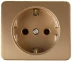 Розетка СВЕТОЗАР &quot;ГАММА&quot; с заземлением, одинарная, без вставки и рамки, цвет золотой металлик, 16А/~250В SV-54105-GM купить в Магнитогорске