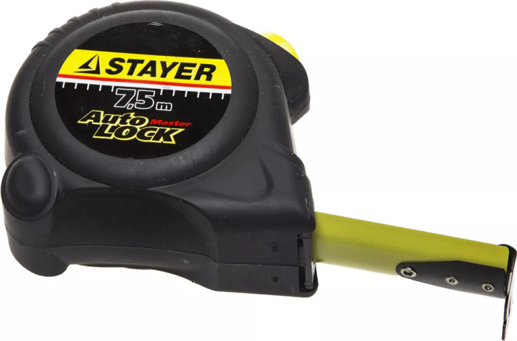 Рулетка STAYER "MASTER" "AUTOLOCK", корпус с резиновым напылением, автостоп, 7,5мх25мм 2-34126-07-25_z01 купить в Магнитогорске