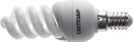 Энергосберегающая лампа СВЕТОЗАР &quot;КОМПАКТ&quot; спираль,цоколь E14(миньон),Т2,яркий белый свет(4000 К), 10000 час, 9Вт(45) 44353-09_z01 купить в Магнитогорске